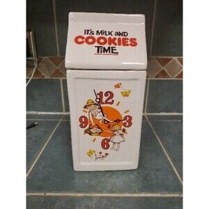 It's Milk And Cookies Time Milk Carton Cookie Jar -Hard To Find Vintage Rare‎
